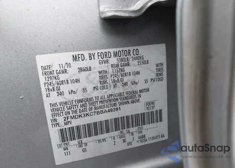 2011 Ford Edge Limited from USA, damaged, VIN 2FMDK3KC7BBA49391